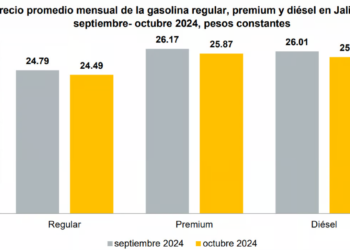 Difunde el IIEG Precio promedio mensual de gasolina y diésel en octubre de 2024
