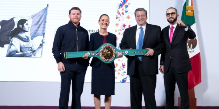 Presidenta Claudia Sheinbaum anuncia clase de box más grande del mundo; “Canelo” Álvarez difundirá este evento deportivo