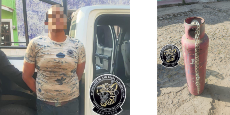 Detienen a sujeto tras intentar robar cilindro de gas en Tlaquepaque