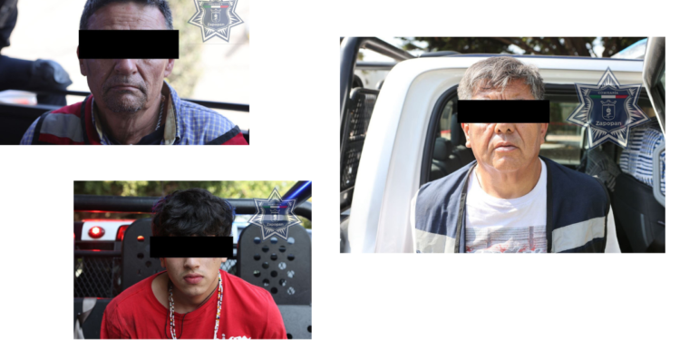 Tres masculinos detenidos por Policía de Zapopan por presunto robo con violencia a casa habitación