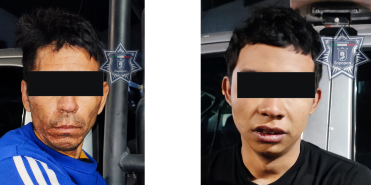 Detienen a dos hombres presuntamente con armas de fuego y motocicleta robada en Zapopan