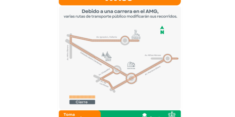 Informa Setran suspensión temporal de rutas del transporte público por Medio Maratón de Guadalajara 2025