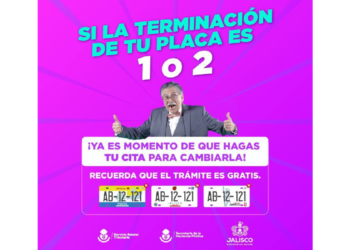 En marzo corresponde sustitución de placas vehiculares con terminación 2 en Jalisco