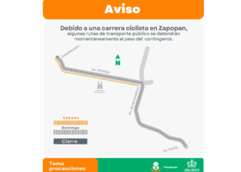 Informa Setran modificación de trayectos de rutas del transporte público por competencia ciclista en Zapopan