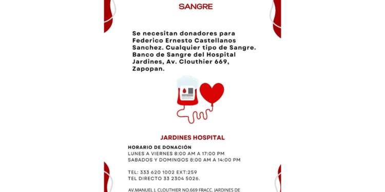 Servicio social: se necesitan donadores para el señor Federico Ernesto Castellanos