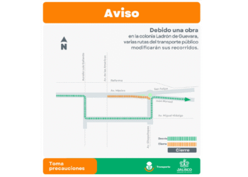 Informa SETRAN sobre desvío temporal de rutas por obras en avenida México