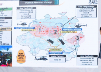 Gobierno de México activa en Hidalgo 3 Centros de Mando con 111 puentes aéreos para atender a comunidades afectadas por las lluvias