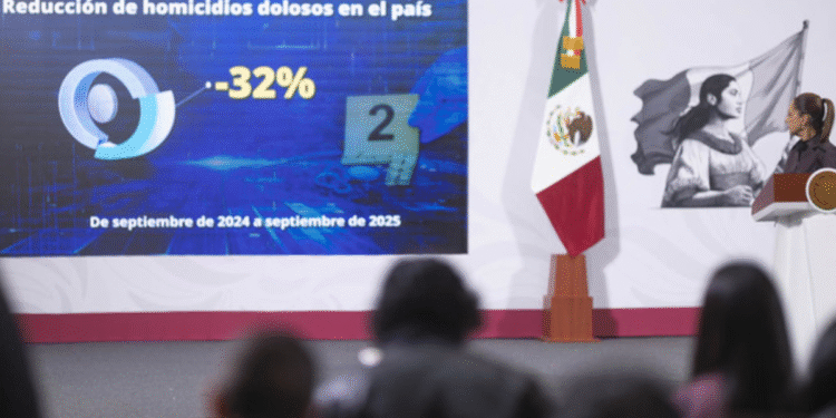 Reducción de 32% en homicidios dolosos es muy significativa, son 27 personas que no fallecen diariamente: Presidenta Claudia Sheinbaum
