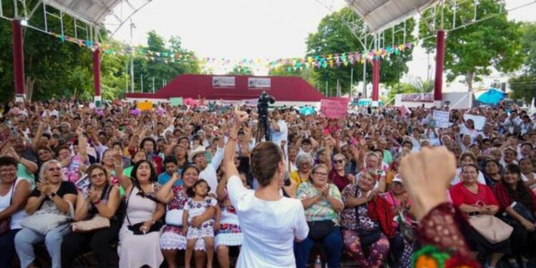 Más de 3 millones de mujeres reciben la Pensión Mujeres Bienestar: Presidenta encabeza asamblea en Puerto Morelos, Quintana Roo