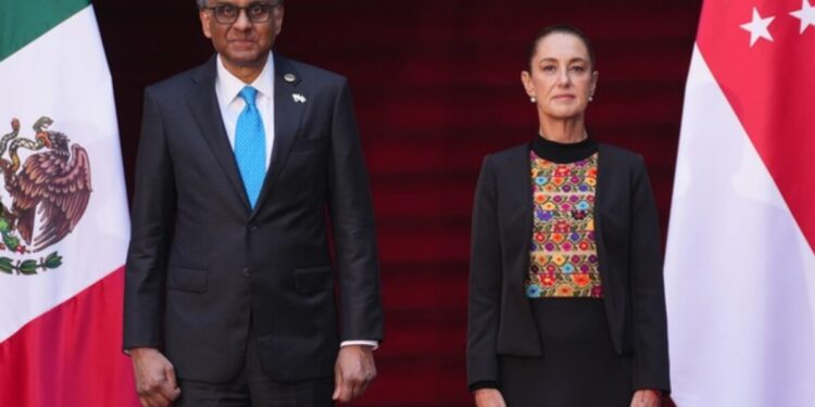 Recibe Presidenta Claudia Sheinbaum a su homólogo de la República de Singapur, Tharman Shanmugaratnam, en Palacio Nacional