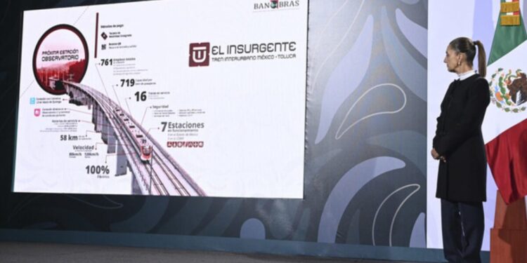 Presidenta Claudia Sheinbaum inaugura tramo Santa Fe-Observatorio del Tren “El Insurgente”; se conecta Toluca con la Ciudad de México