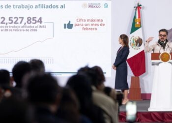 Presidenta Claudia Sheinbaum destaca registro de 22.5 millones de empleos afiliados al IMSS, la cifra más alta para un mes de febrero